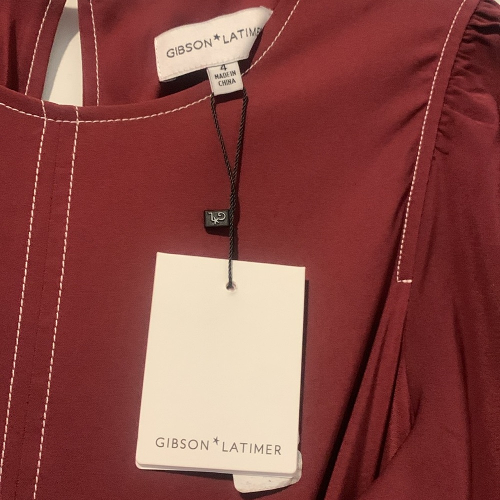 Gibson and Latimer Cranberry Short Sleeved wide leg faux wrap jumper - Picture 5 of 8